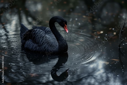 Black swan pond. Leaf park. Generate Ai