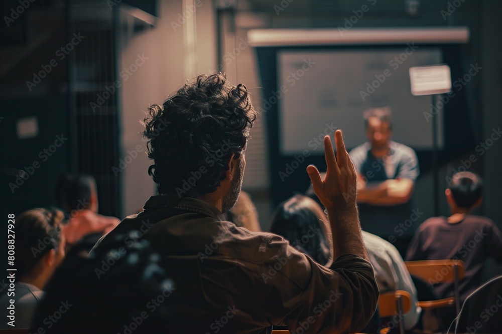 Group of People With Hands Raised in Room