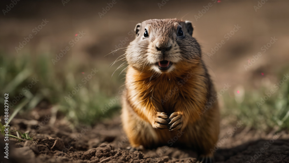 ground squirrel standing on its hind legs in the dirt ground squirrel standing on its hind legs in the dirt