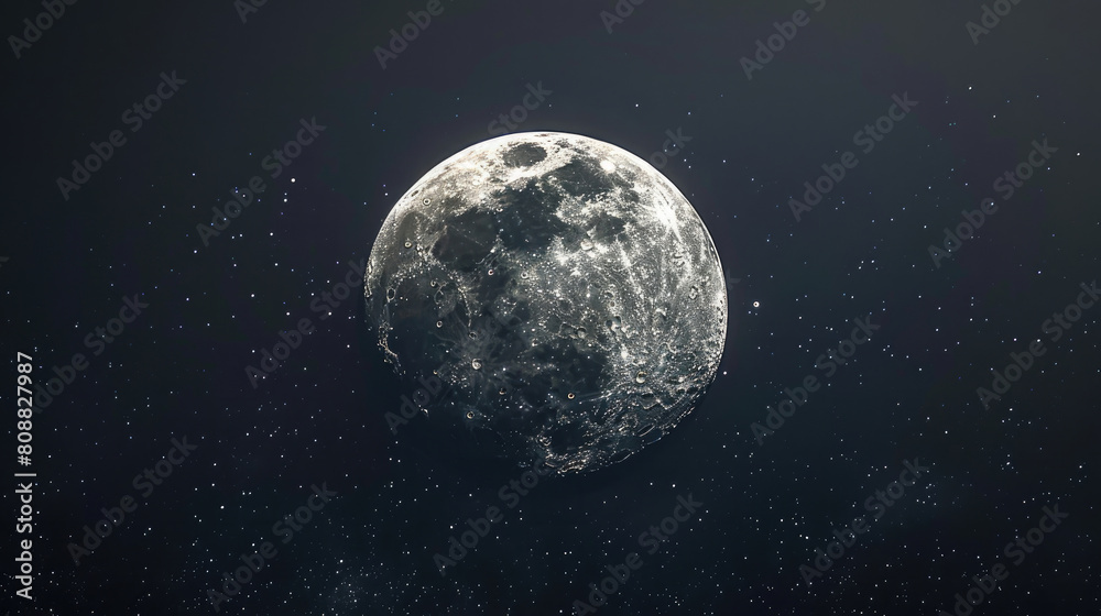 close-up of the full moon lunar on a dark background in the night sky with a starry backdrop close-up of the full moon lunar on a dark background in the night sky with a starry backdrop