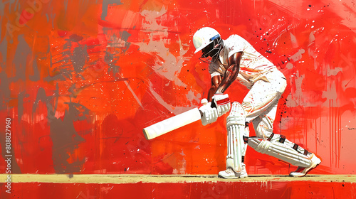 cricket spieler mit platz für eigene gestaltung - kunst design photo