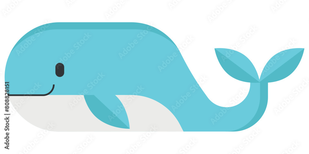 Blue smiling whale cute vector illustration Blue smiling whale cute vector illustration