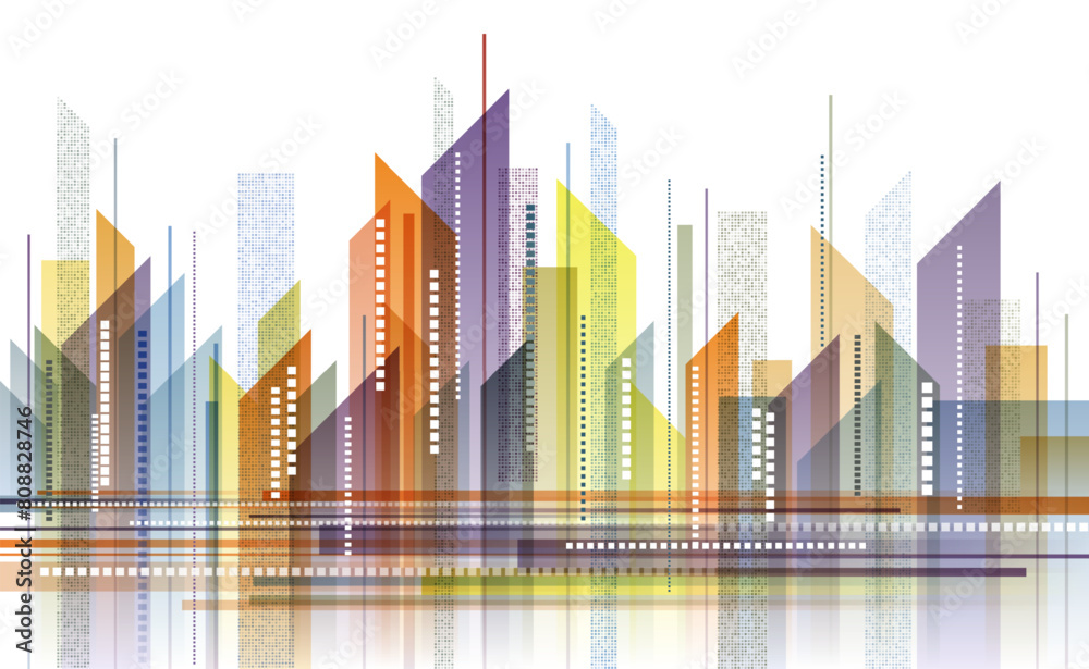 Modern city. Abstract landscape. Vector illustration. Sketch for creativity.
