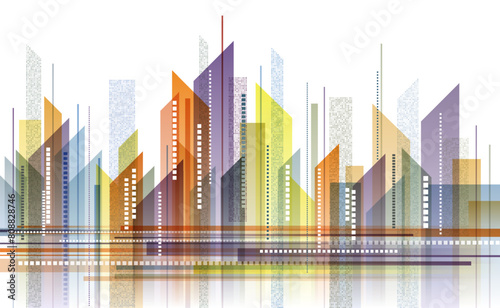 Modern city. Abstract landscape. Vector illustration. Sketch for creativity.