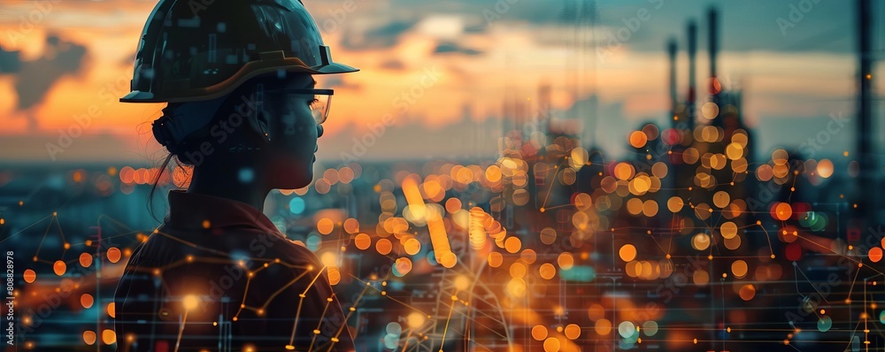 An electrical engineer designing smart grid technologies with a live interface showing electrical flows and efficiencies in a networked city model An electrical engineer designing smart grid technologies with a live interface showing electrical flows and efficiencies in a networked city model