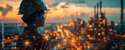 An electrical engineer designing smart grid technologies with a live interface showing electrical flows and efficiencies in a networked city model
