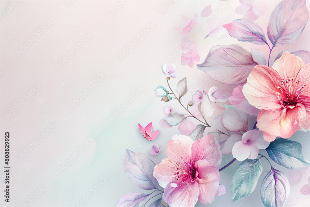 Mother's Day Greeting Card Template Mockup with Flowers and Copy Space Mother's Day Greeting Card Template Mockup with Flowers and Copy Space