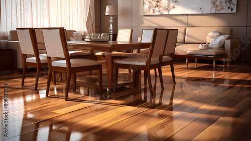 Wood Floor Glossy with wood furniture set