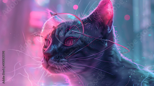 Cyberpunk cat photo