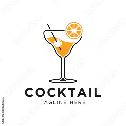 cocktail summer party menu background logo design
