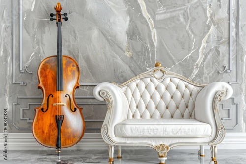 Professional violin in a music school room, vintage interior, musical instruments, art, hobby