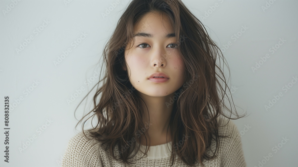 若い女性のファッションモデル ニットセーター 若い女性のファッションモデル ニットセーター