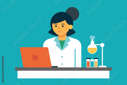 a female EMT working on patient tests in the lab.