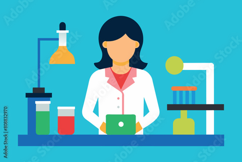 a female EMT working on patient tests in the lab.