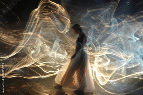 The movement of light over an extended period, using long exposure to create a dynamic dance of illumination photo