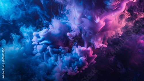 Mesmerizing colors of blue and purple dance like clouds in space. The backdrop of deep black makes these colors pop.