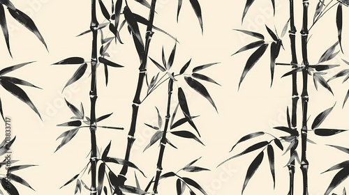 Monochrome bamboo pattern on a neutral background