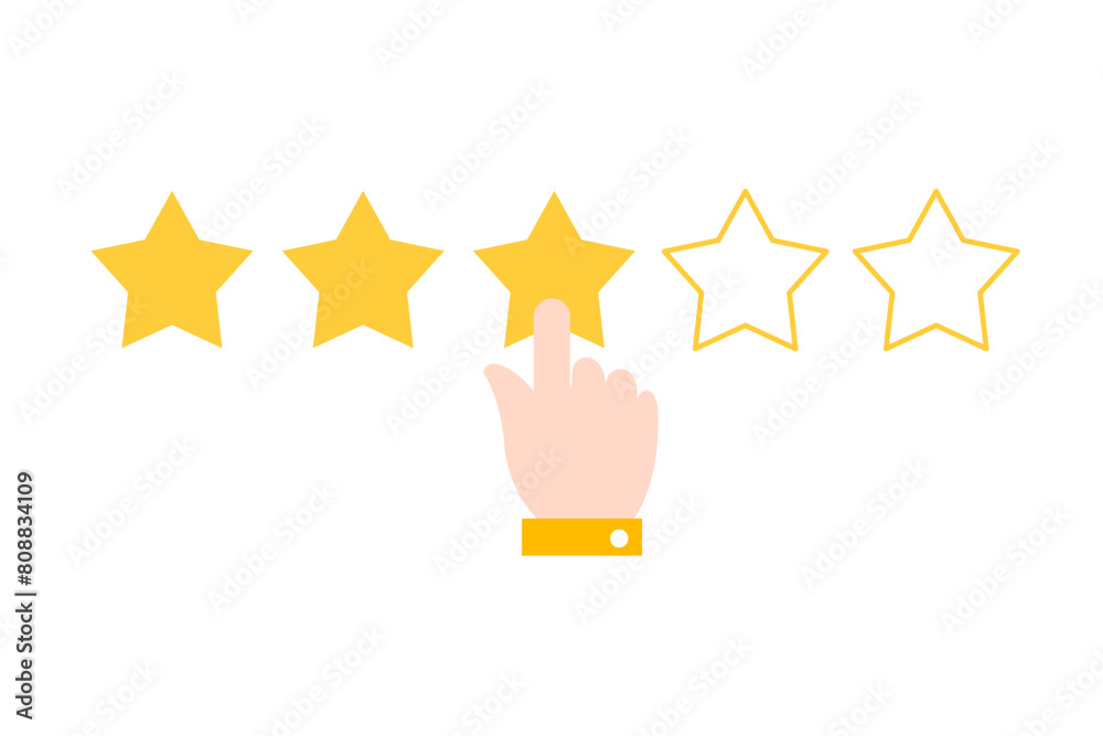 three stars customer product rating review flat icon for apps, websites, hotel, restaurant isolated on white background three stars customer product rating review flat icon for apps, websites, hotel, restaurant isolated on white background