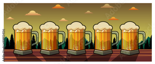 A mug of light beer. A vector image. Decorative illustration.