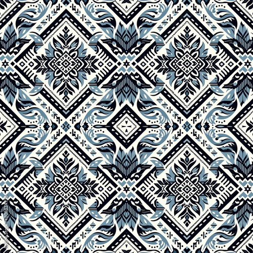 Tribal Aztec Fabric with Ikat style Seamle Pattern