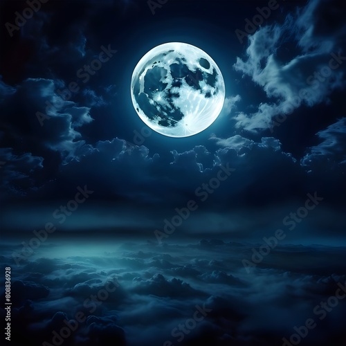 halloween background concept  backgrounds night sky with full moon and clouds.
