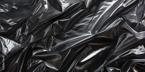 plastic film bag texture background. wrap black materials crumpled dark wallpaper for industrial and manufacturing concepts