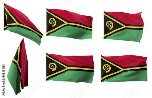 Large pictures of six different positions of the flag of Vanuatu