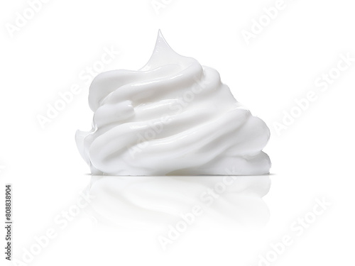 Creamy white texture blob with swirly pattern. Thick and smooth yogurt or icing texture with luscious curves. Dense and elegant balm or cosmetic texture isolated on a white background.