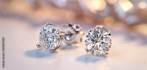 Exquisite diamond stud earrings twinkling with every movement, capturing hearts.
