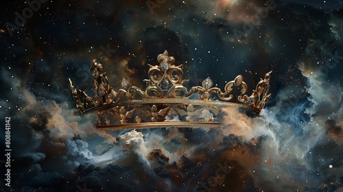 A crown of dreams, adorned with swirling clouds and celestial motifs. photo