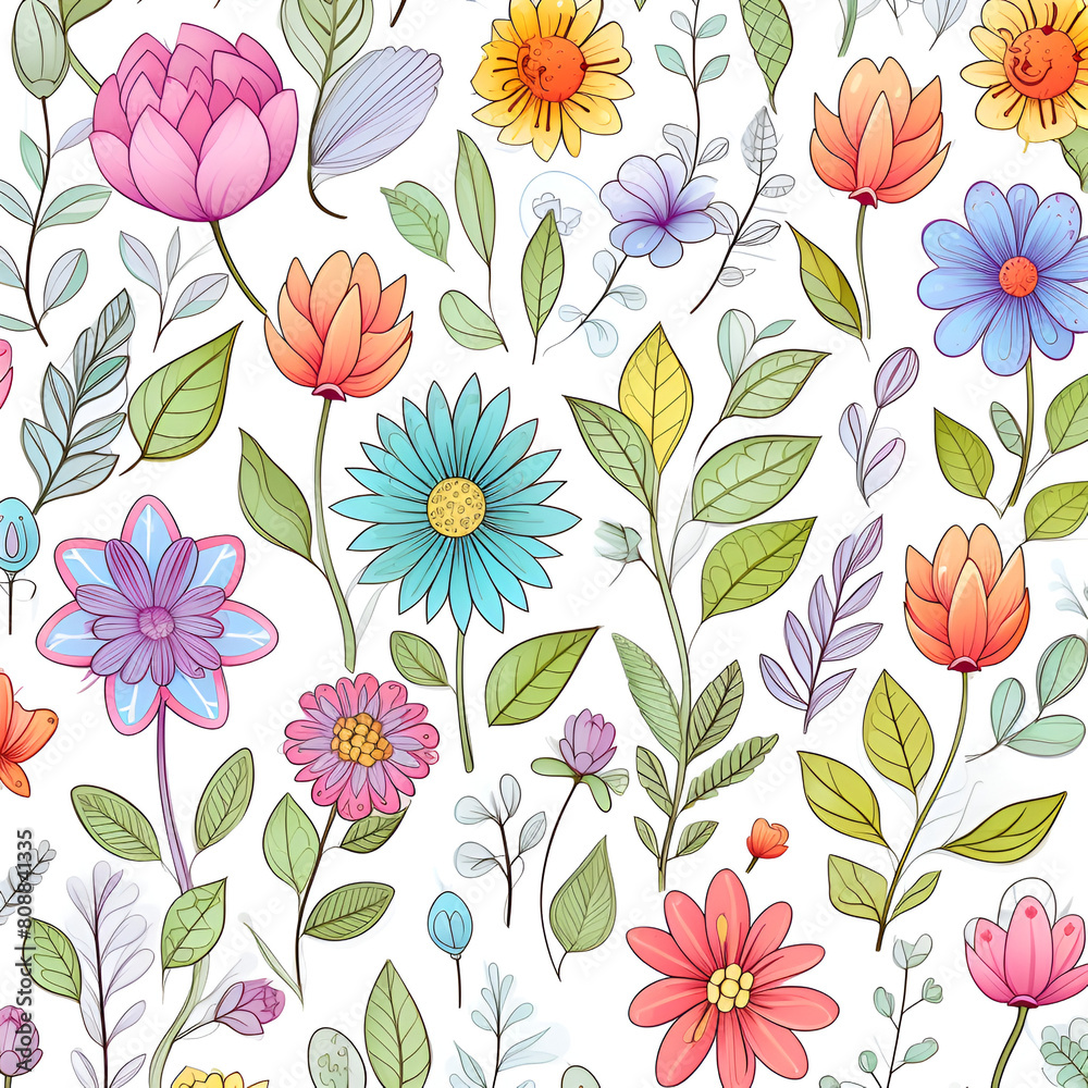 seamless background with flowers AI generated seamless background with flowers AI generated