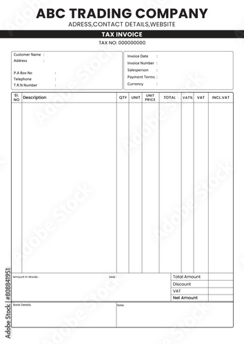A4 TAX INVOICE TEMPLATE