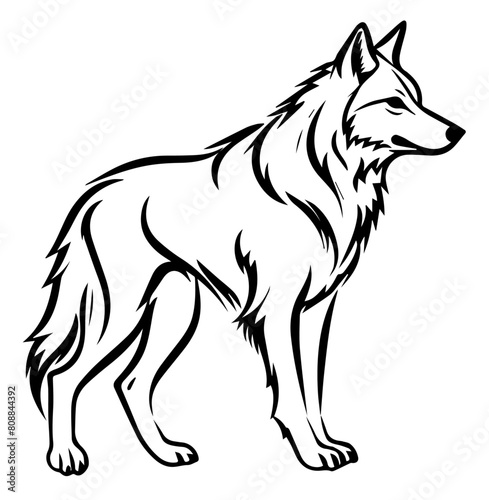 wolf  vector graphics black on transparent colorless background