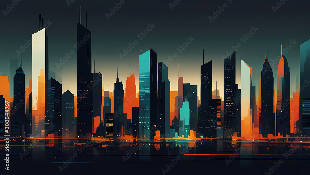 Fototapeta premium Abstract Background With City Building View Theme