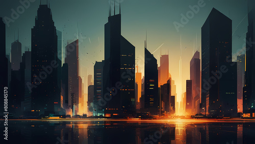 Abstract Background With City Building View Theme