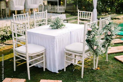 Εκτύπωση καμβά A wedding solemnization table adorned with exquisite floral decorations, radiati
