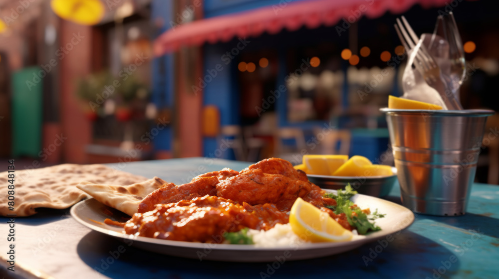 Indian Street Cafe Serving Spicy Chicken Tikka Masala Indian Street Cafe Serving Spicy Chicken Tikka Masala