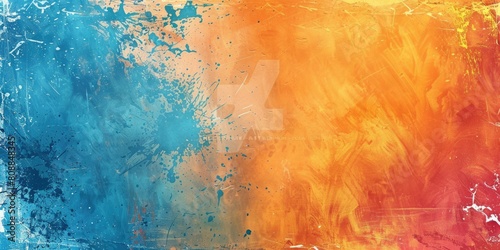 Blue and orange abstract painting. AIG51A. photo