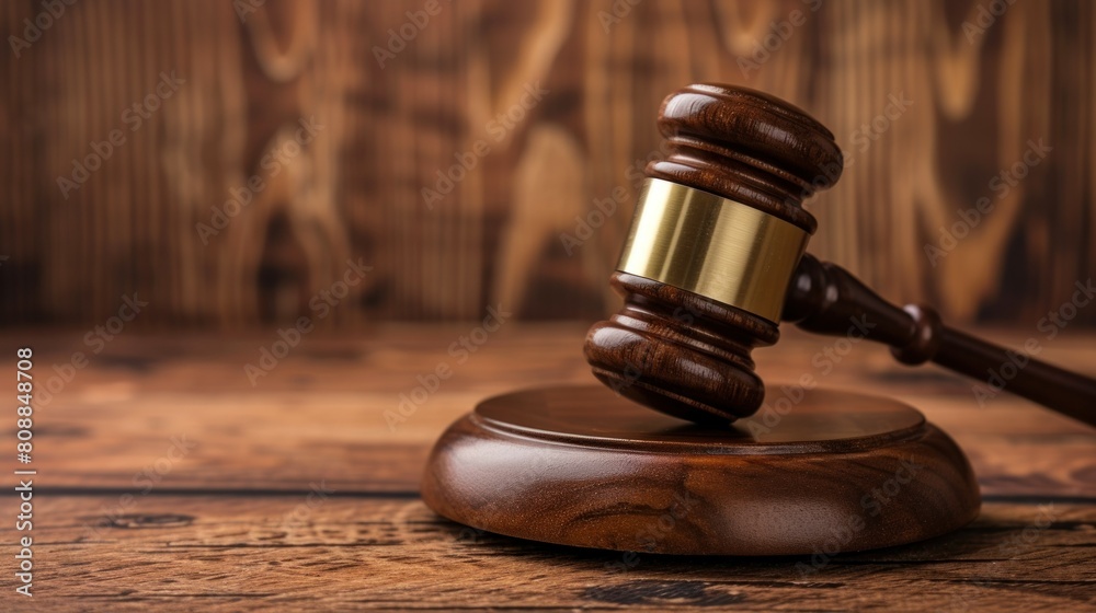 brown gavel on the table on a brown background brown gavel on the table on a brown background