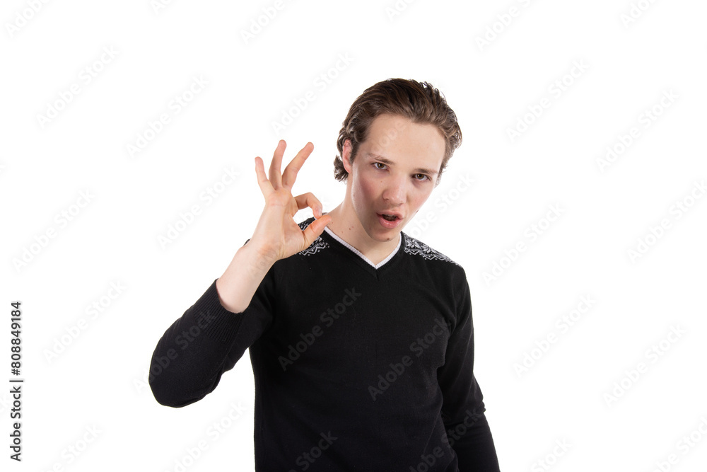 Young attractive student posing on a white background. Work and study. Young attractive student posing on a white background. Work and study.