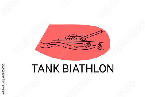 tank biathlon vector line icon. military sport. army sport event pictogram illustration.
