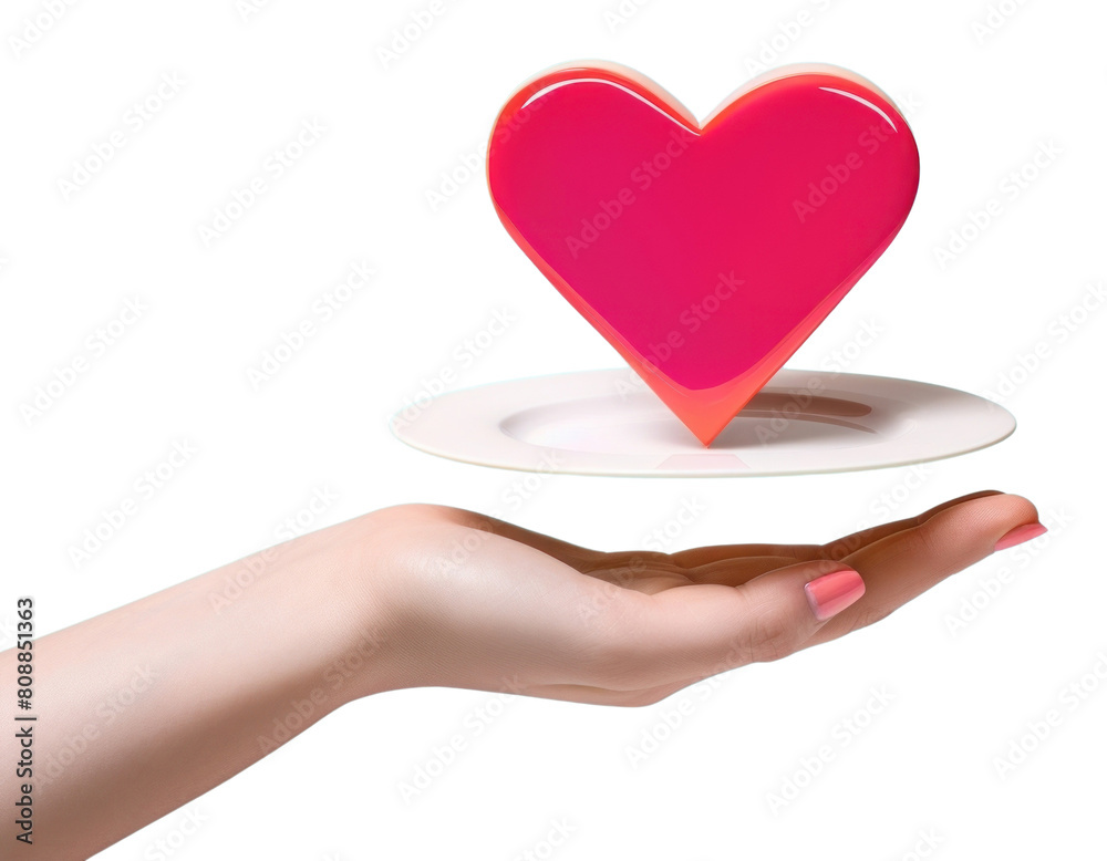 Obraz premium PNG Retro collage of hand heart adult tableware.
