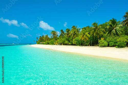 Beautiful sandy beach in uninhabited island photo