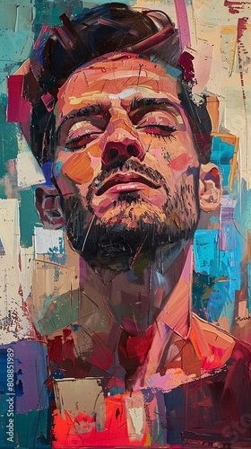 a contemporary abstract portrait of a man  exploring modern artistic interpretations and expressions