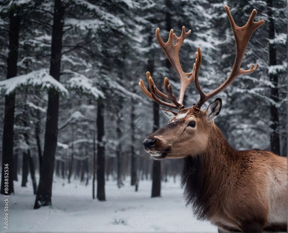 deer in snow forest