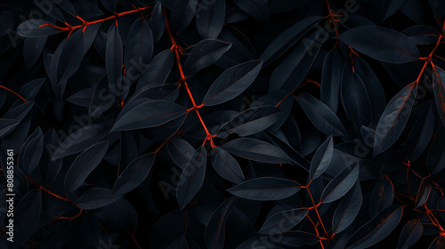 Background with black leaves with orange #808855361