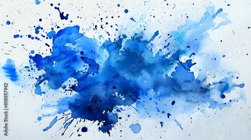 Blue Watercolor Splash  Captivating Array of Blue Tones in Artwork