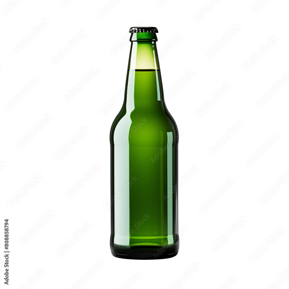 Green beer bottle with blank label isolated on transparent background Green beer bottle with blank label isolated on transparent background