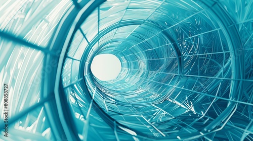 An innovative 3D rendering presents an endless spiral interior  blending futuristic architecture with surreal geometry. 