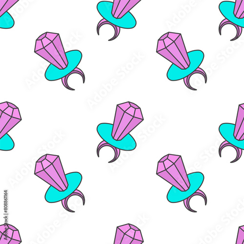 Lollipop ring pop. Vector cartoon seamless pattern, sweetness from the 90s.
